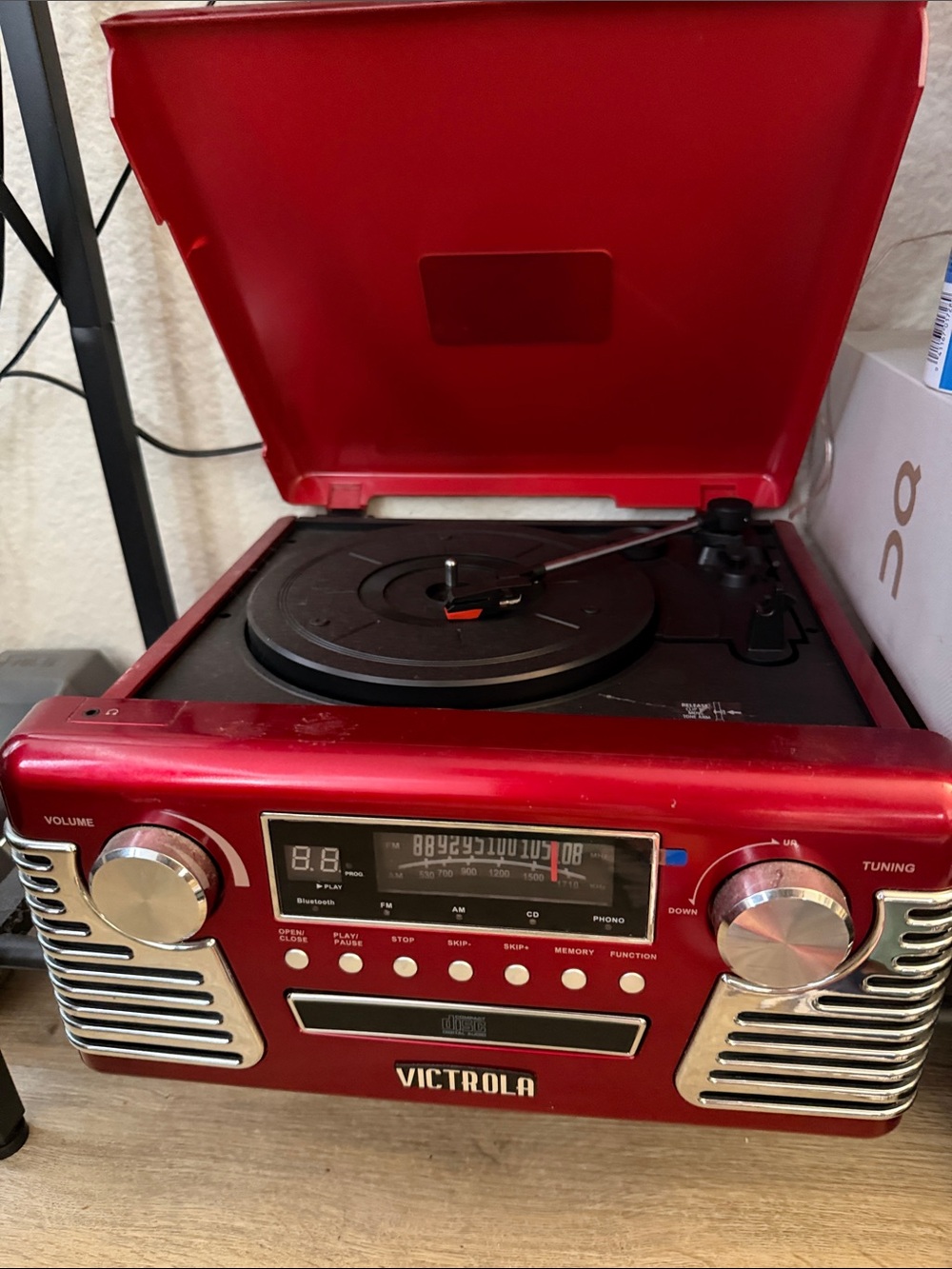 Victrola Red Retro Bluetooth Turntable and Stereo System